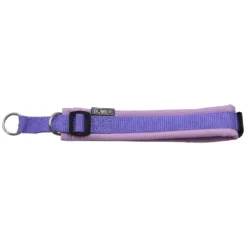 BUMER1000 Zug-Stopp Halsband, Hundehalsband für Hunde, gepolstert, Halsumfang: 40-47cm, Gurtband: Lila, Softshell: VIOLETT TÖNE (VT-3152), Ringe: silberfarbig (Edelstahl)