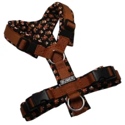 BUMER Hundegeschirr, Gurtband: PREMIUM Copper Glow, Softshell: Weihnachten #5, gepolstert ohne geteiltem Bruststeg, Größe XXS, Ringe: silberfarbig (Edelstahl), Schnallen: schwarz (DURAFLEX®)