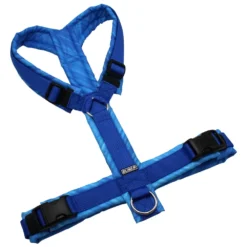 BUMER Hundegeschirr, gepolstert ohne geteilten Bruststeg, Größe L, Gurtband: PREMIUM Royal Sapin, Oxford: Linien, Ringe: silberfarbig (Edelstahl), Schnallen: schwarz (DURAFLEX®)