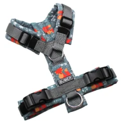 BUMER Hundegeschirr, gepolstert ohne geteilten Bruststeg, Größe XXS, Gurtband: PREMIUM Pearly Horizon, Softshell: Waldtiere #2, Ringe: silberfarbig (Edelstahl), Schnallen: schwarz (DURAFLEX®), Applikation